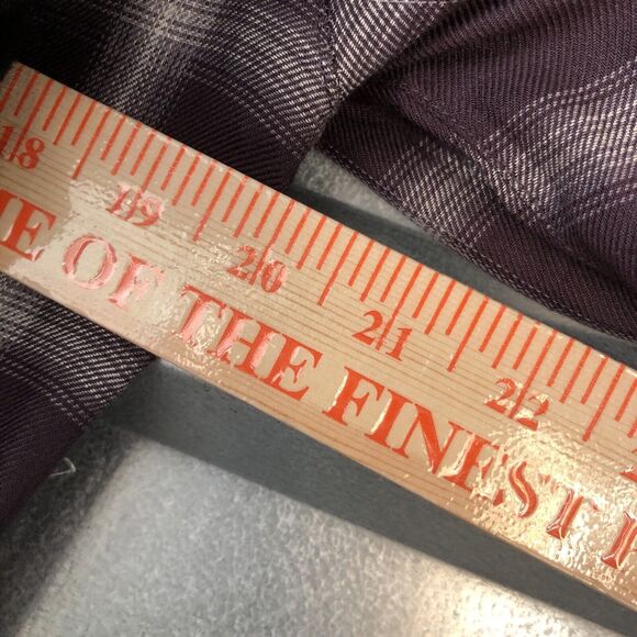 Francescas blue rain button up shirt small long sleeve plaid purple light ti - Picture 10 of 11